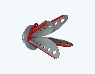 Silver and red mechanical device