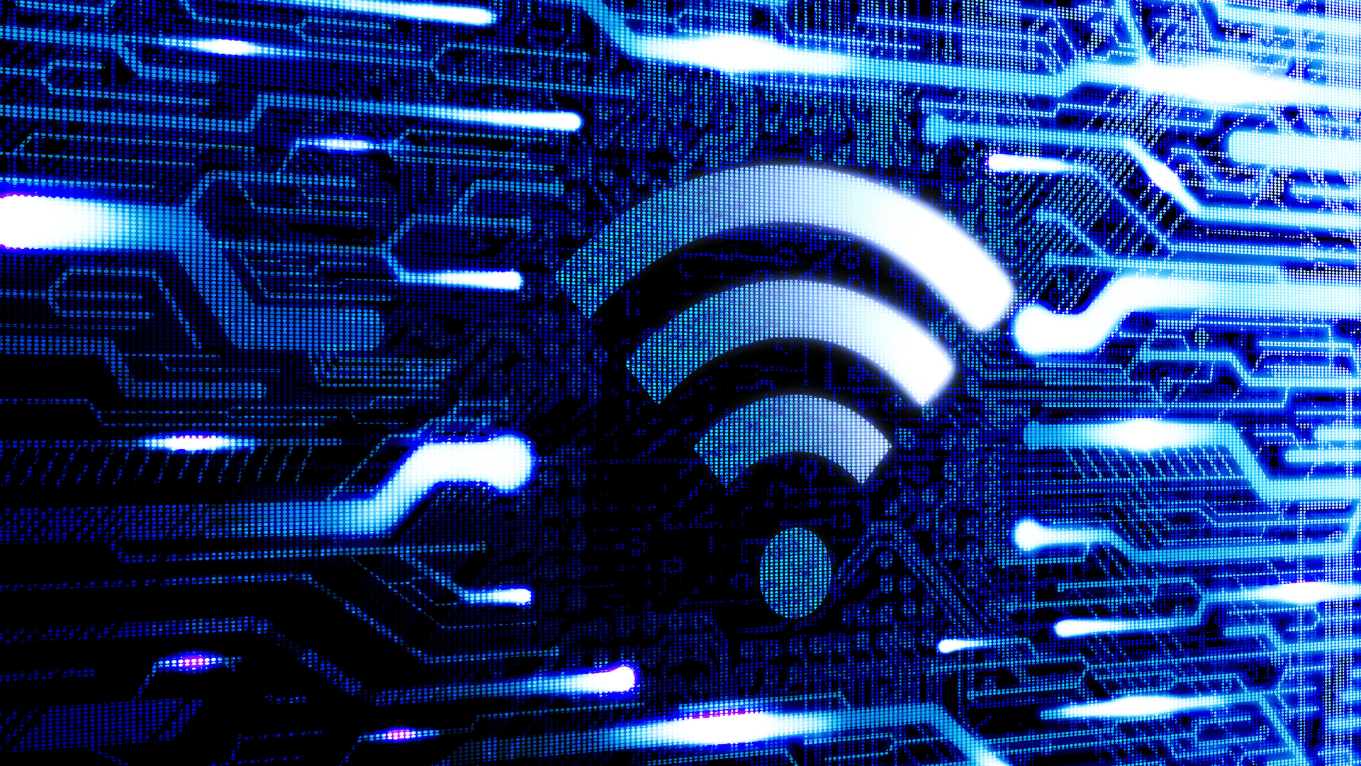 Blue digital network and Wi-Fi icon