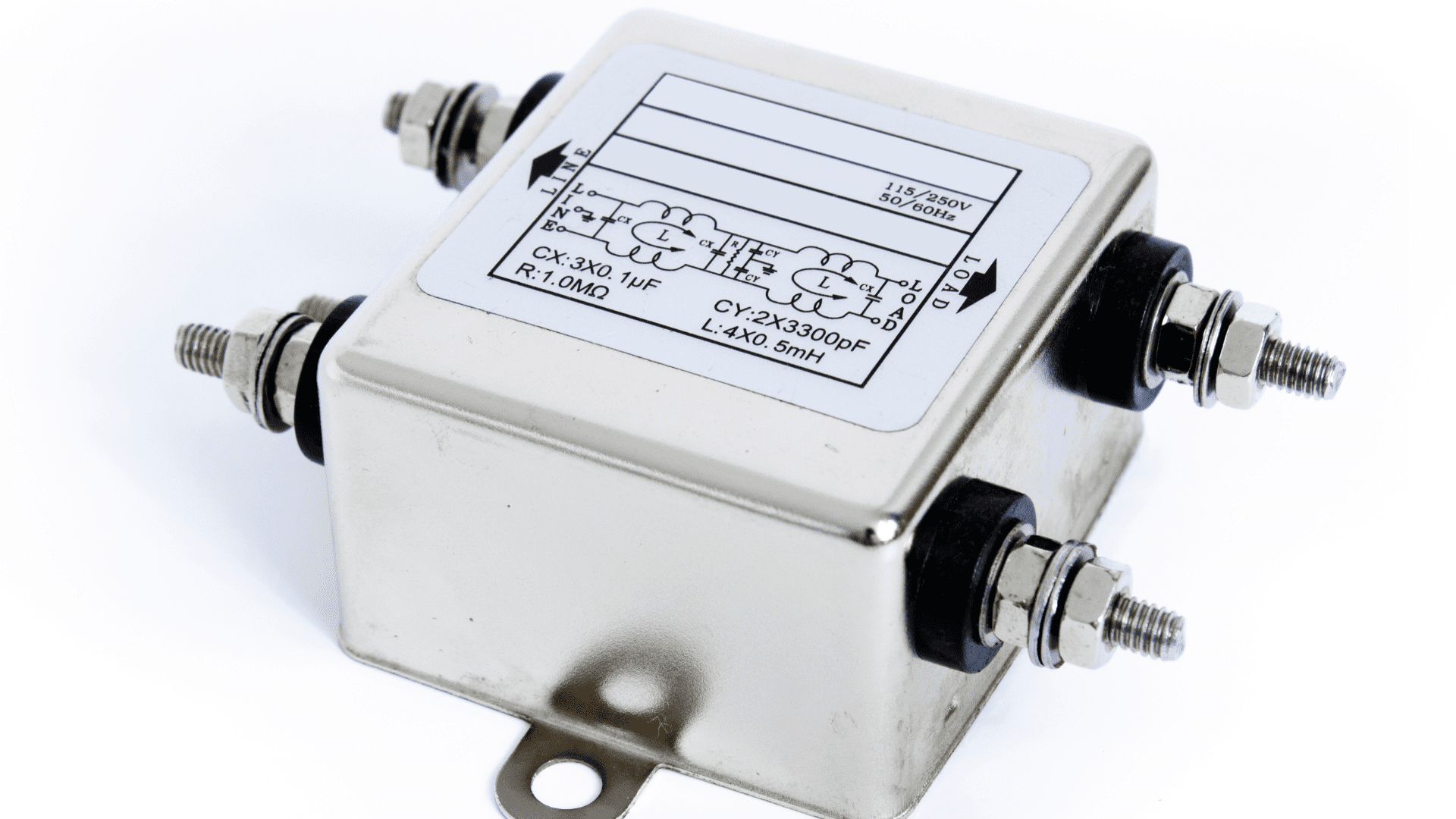 Metallic electronic component with schematic label