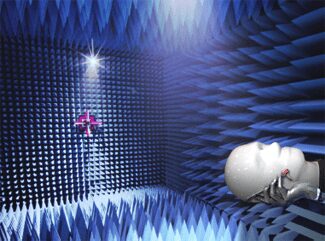 Anechoic chamber with mannequin head